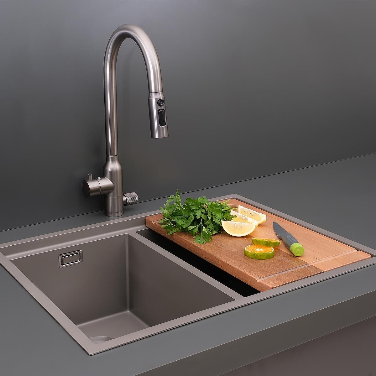 Asola El Yapımı Nano Eviye Seti 65x48 cm Mat Gri (Gun Grey)