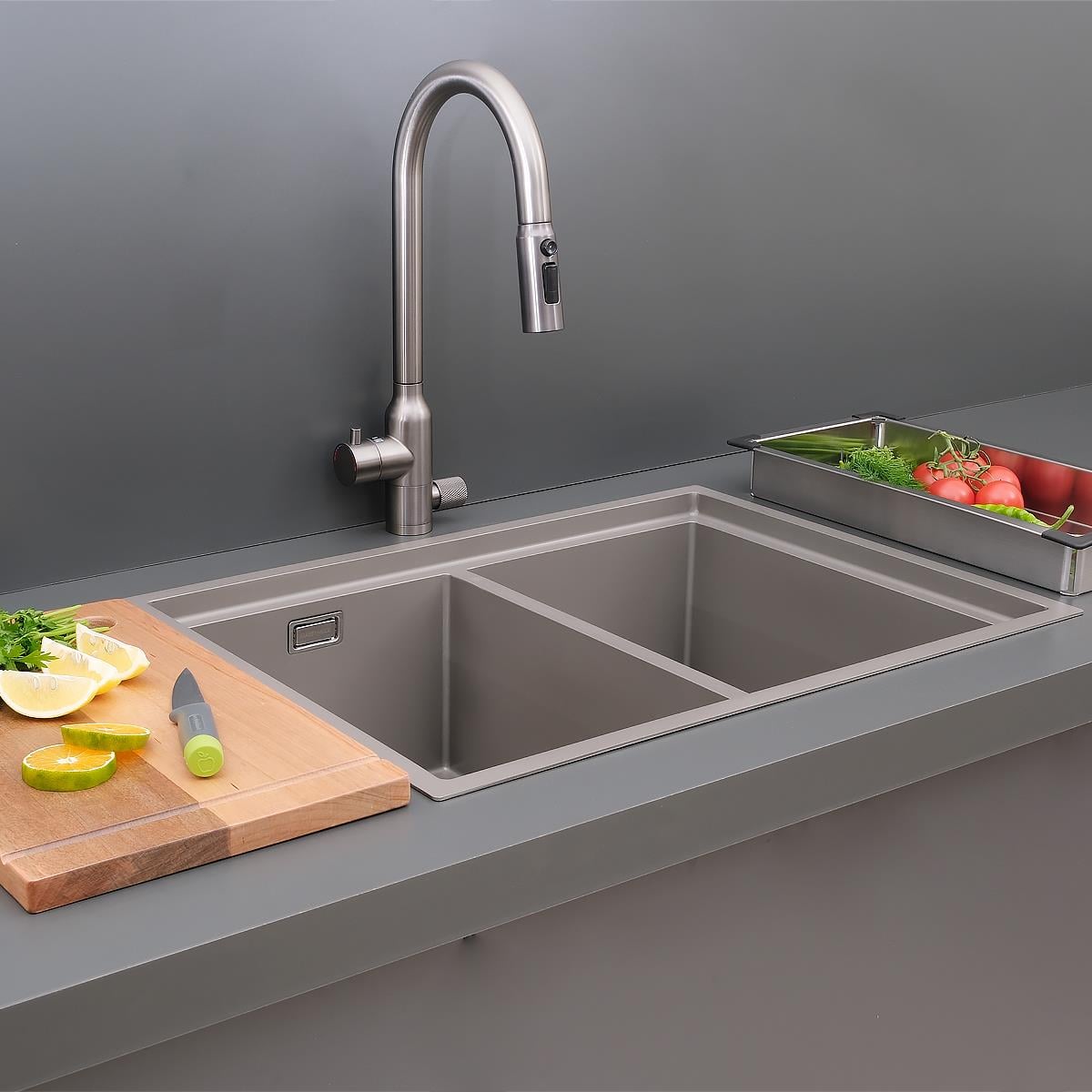 Asola El Yapımı Nano Eviye Seti 65x48 cm Mat Gri (Gun Grey)