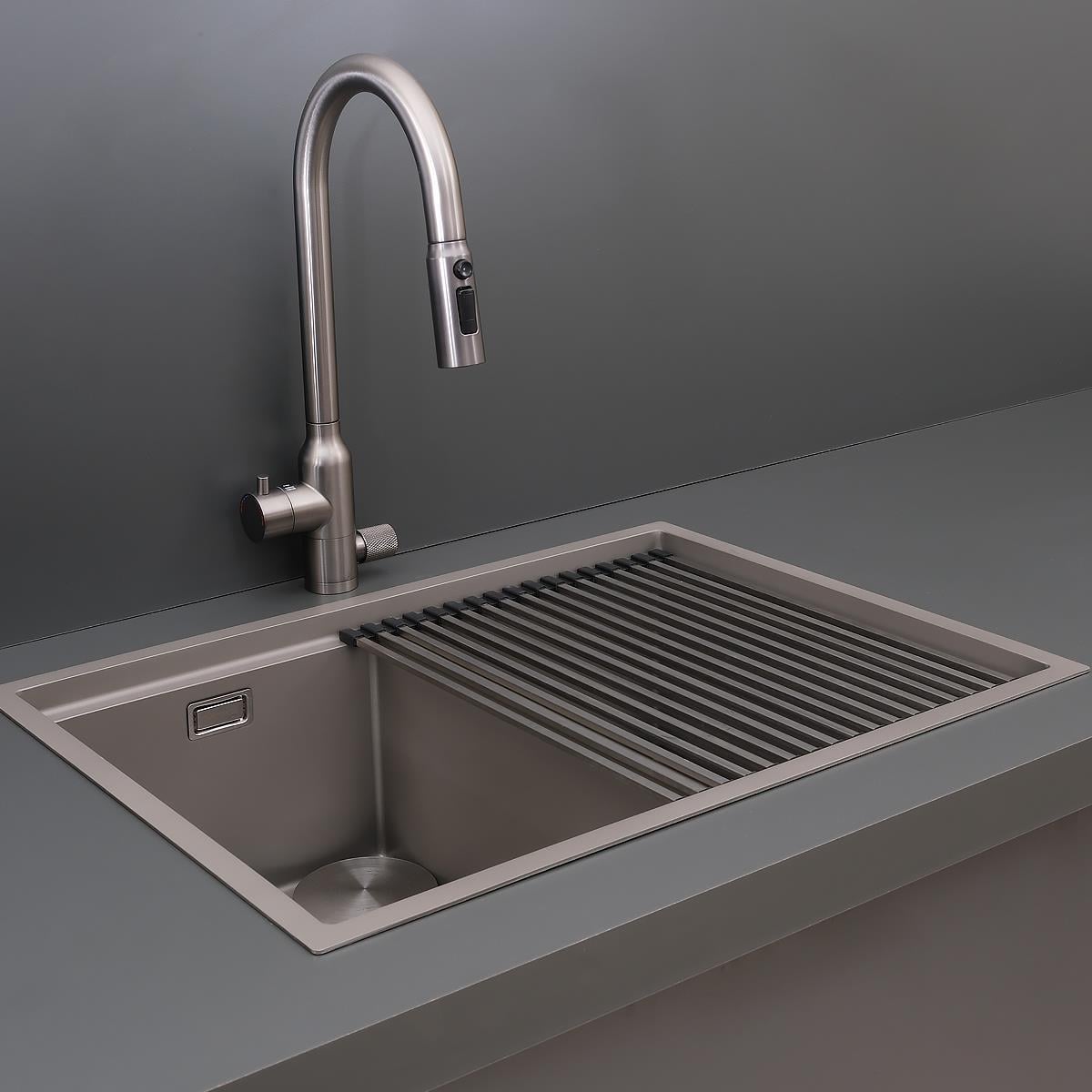 Asola El Yapımı Nano Eviye Seti 65x48 cm Mat Gri (Gun Grey)