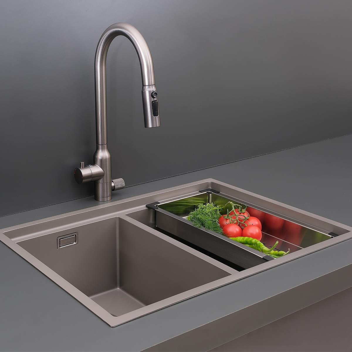 Asola El Yapımı Nano Eviye Seti 65x48 cm Mat Gri (Gun Grey)