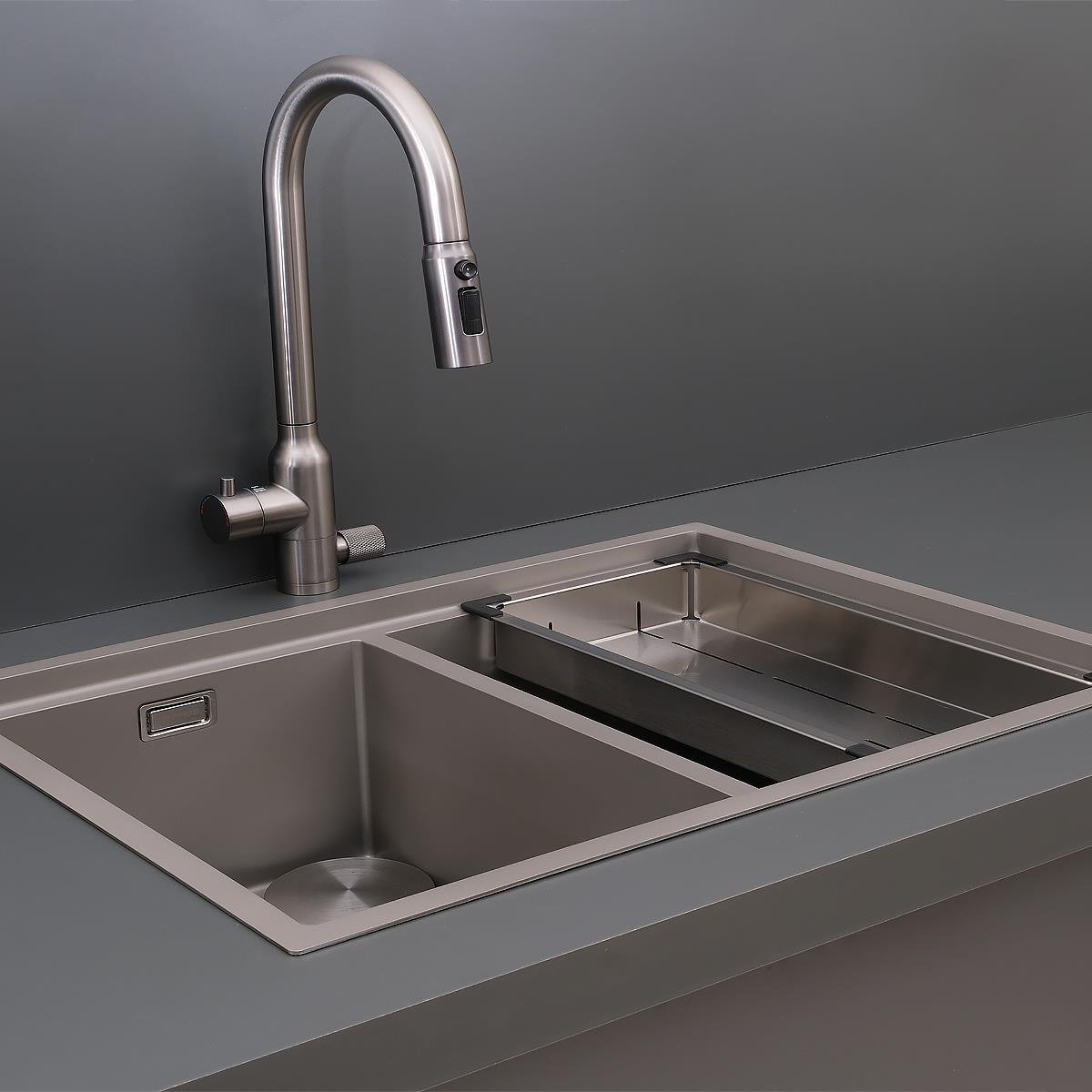 Asola El Yapımı Nano Eviye Seti 65x48 cm Mat Gri (Gun Grey)