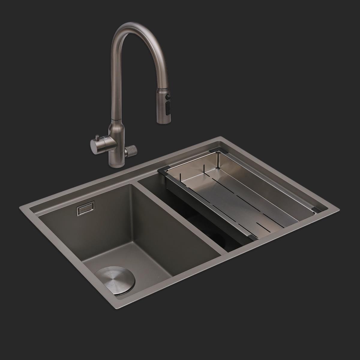 Asola El Yapımı Nano Eviye Seti 65x48 cm Mat Gri (Gun Grey)