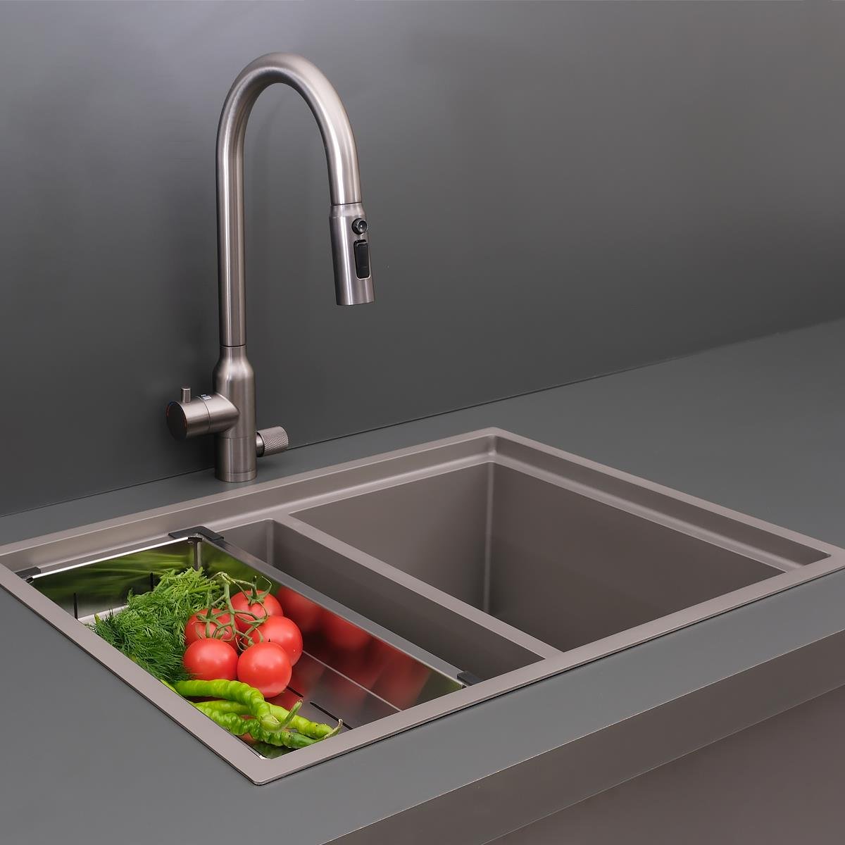 Asola El Yapımı Nano Eviye Seti 65x48 cm Mat Gri (Gun Grey)