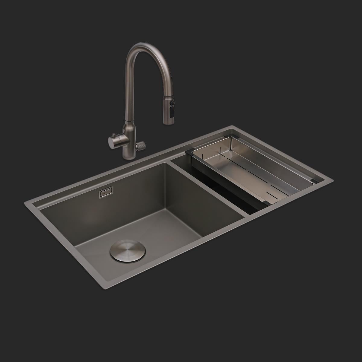 Asola El Yapımı Nano Eviye Seti 85x48 cm Mat Gri (Gun Grey)