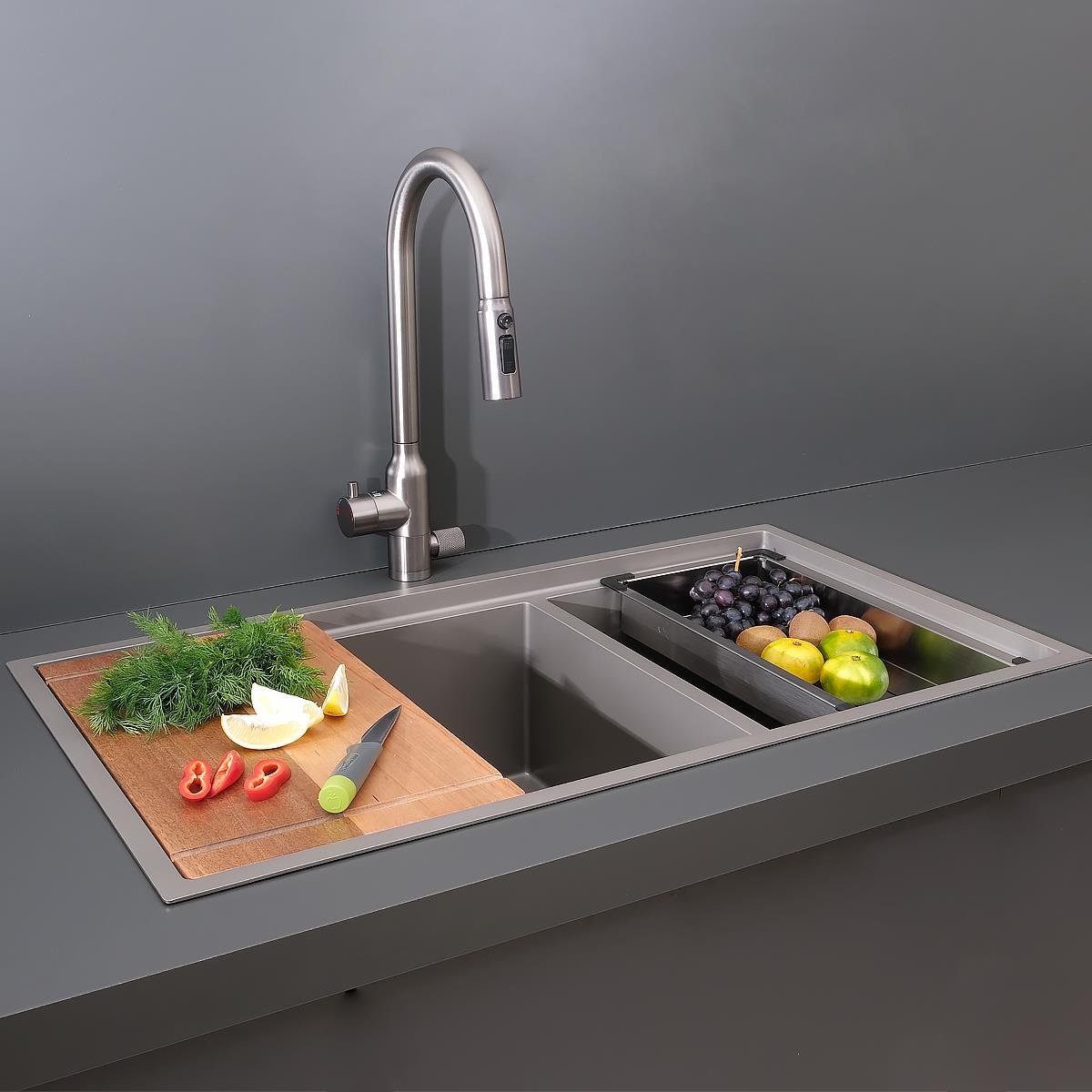 Asola El Yapımı Nano Eviye Seti 85x48 cm Mat Gri (Gun Grey)
