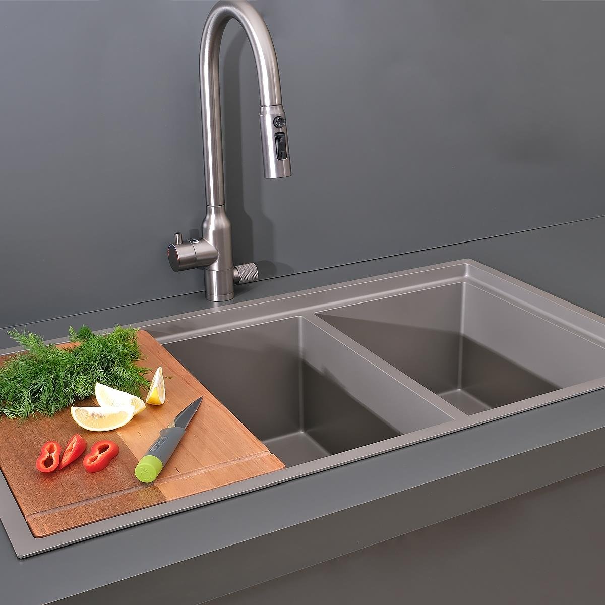 Asola El Yapımı Nano Eviye Seti 85x48 cm Mat Gri (Gun Grey)