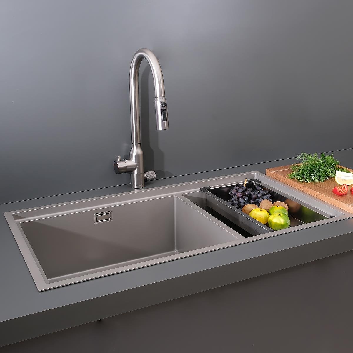 Asola El Yapımı Nano Eviye Seti 85x48 cm Mat Gri (Gun Grey)