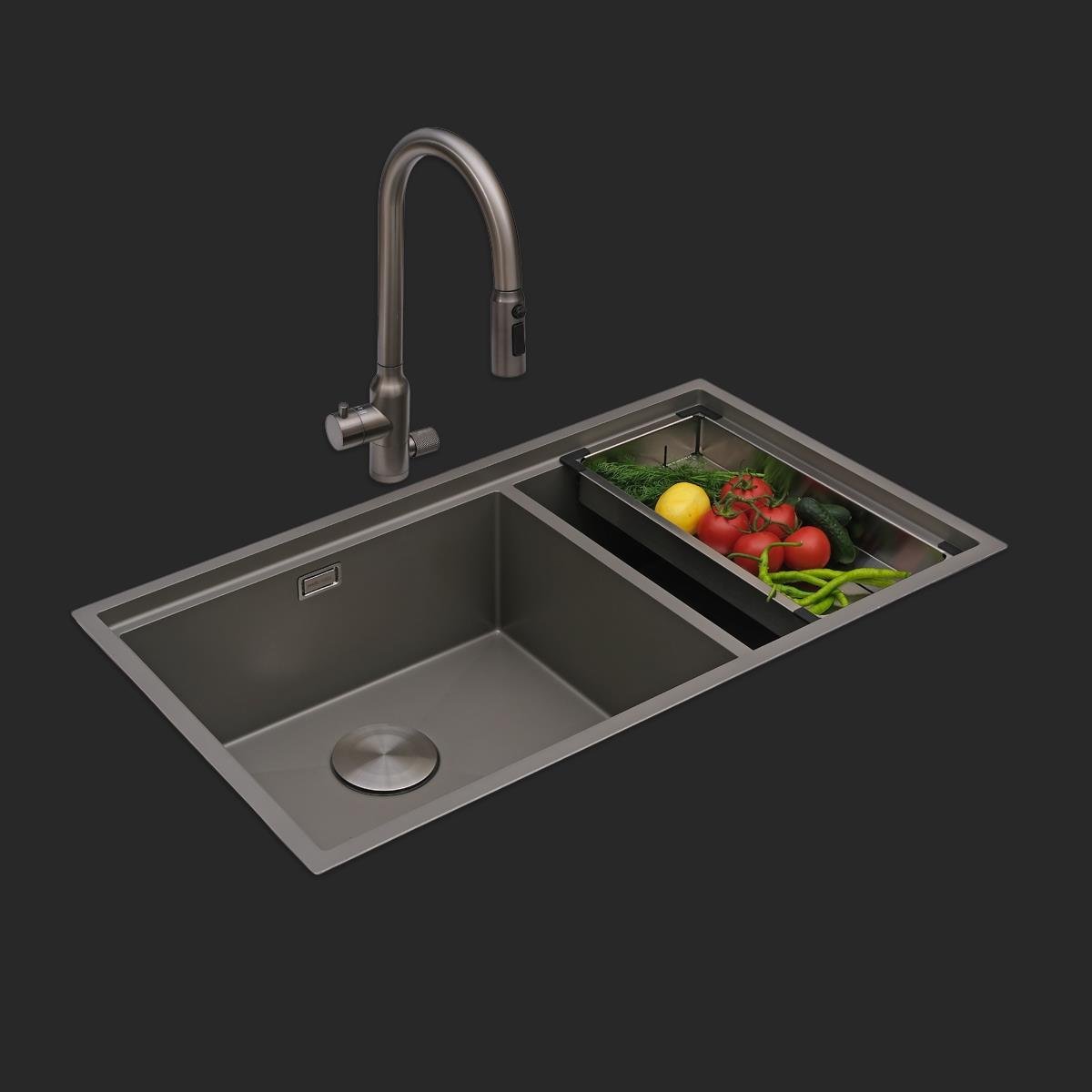 Asola El Yapımı Nano Eviye Seti 85x48 cm Mat Gri (Gun Grey)