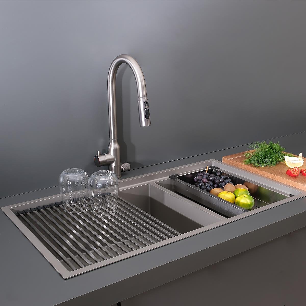 Asola El Yapımı Nano Eviye Seti 85x48 cm Mat Gri (Gun Grey)