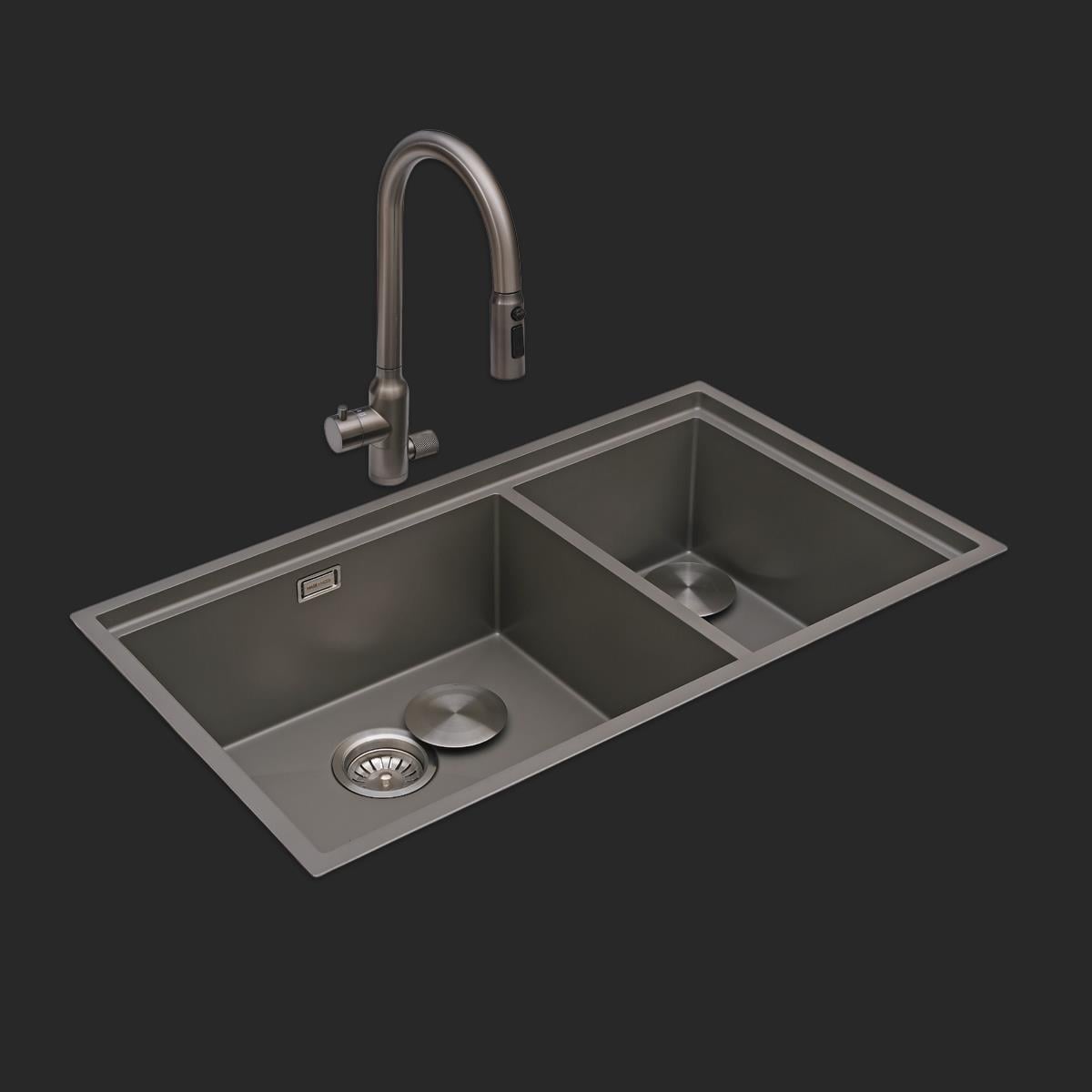 Asola El Yapımı Nano Eviye Seti 85x48 cm Mat Gri (Gun Grey)