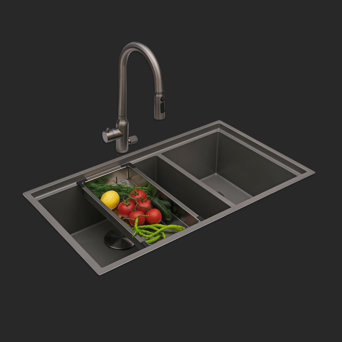Asola El Yapımı Nano Eviye Seti 85x48 cm Mat Gri (Gun Grey)