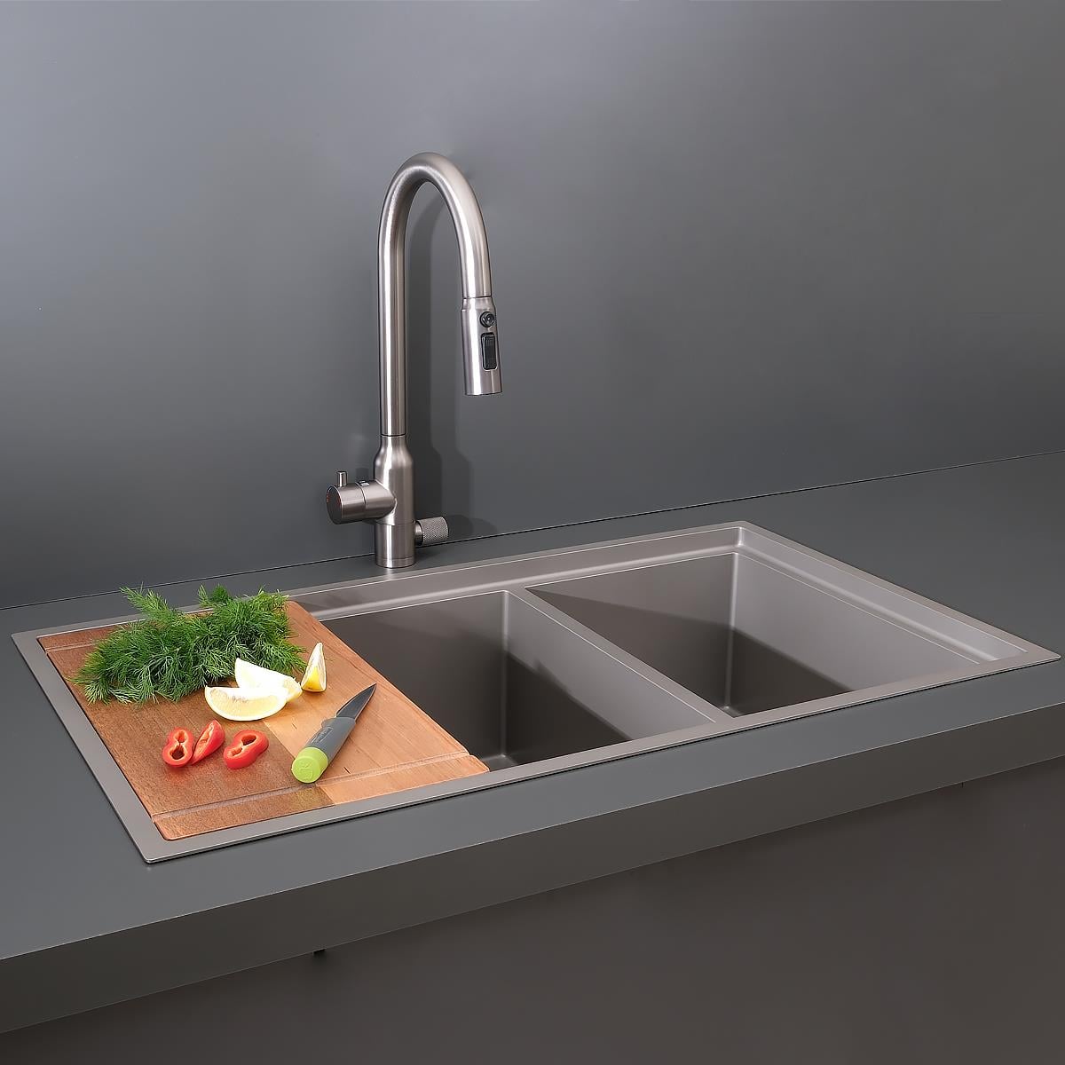 Asola El Yapımı Nano Eviye Seti 85x48 cm Mat Gri (Gun Grey)