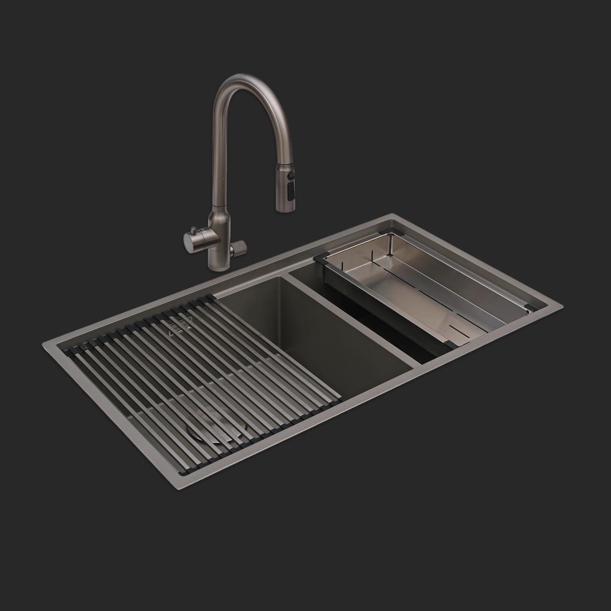 Asola El Yapımı Nano Eviye Seti 85x48 cm Mat Gri (Gun Grey)