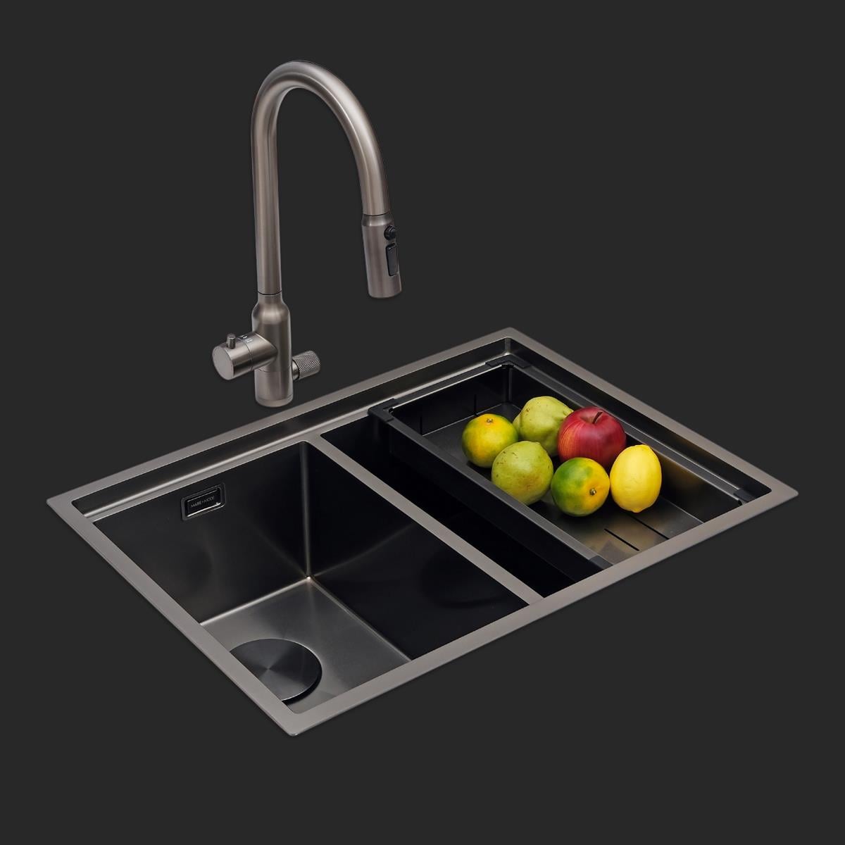 Asola El Yapımı PVD Eviye Seti 65x48 cm Siyah (Black)