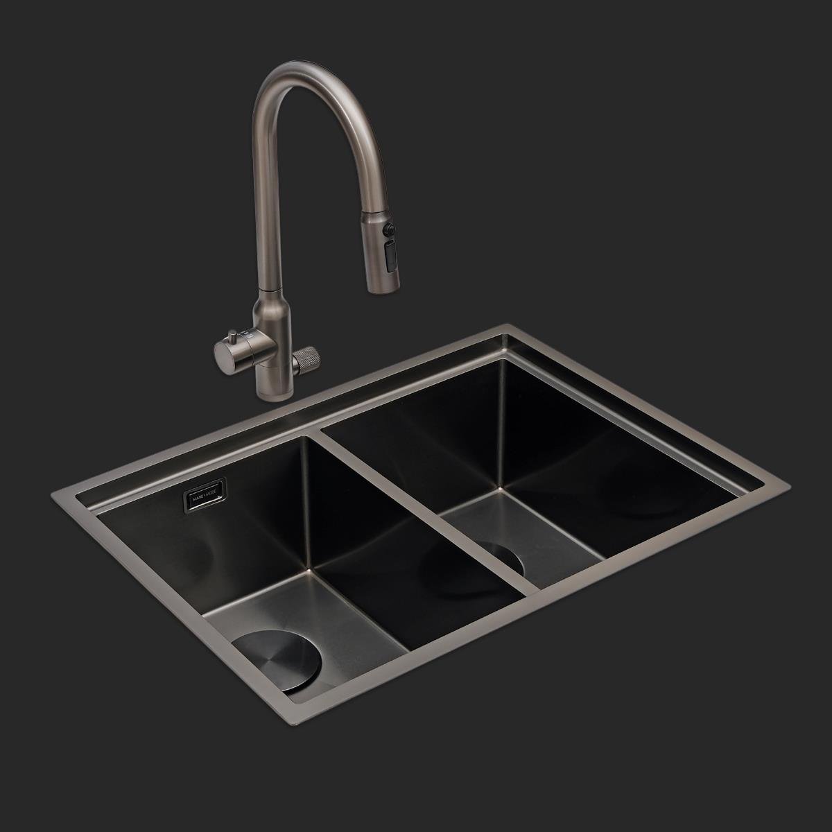 Asola El Yapımı PVD Eviye Seti 65x48 cm Siyah (Black)
