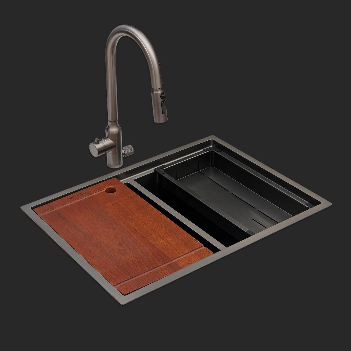 Asola El Yapımı PVD Eviye Seti 65x48 cm Siyah (Black)