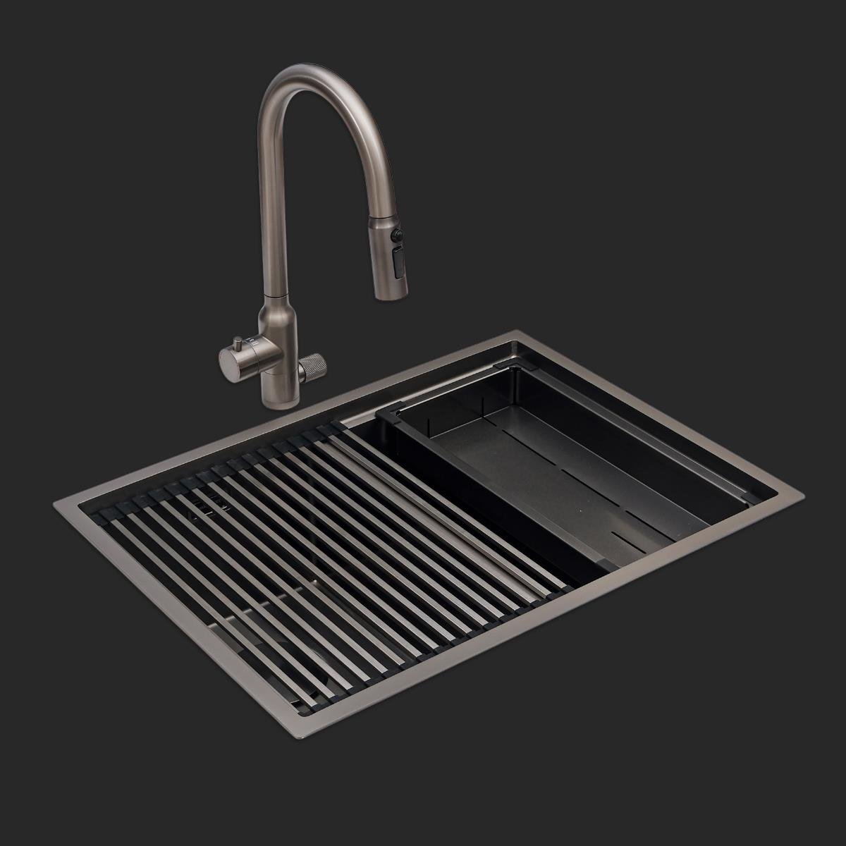 Asola El Yapımı PVD Eviye Seti 65x48 cm Siyah (Black)