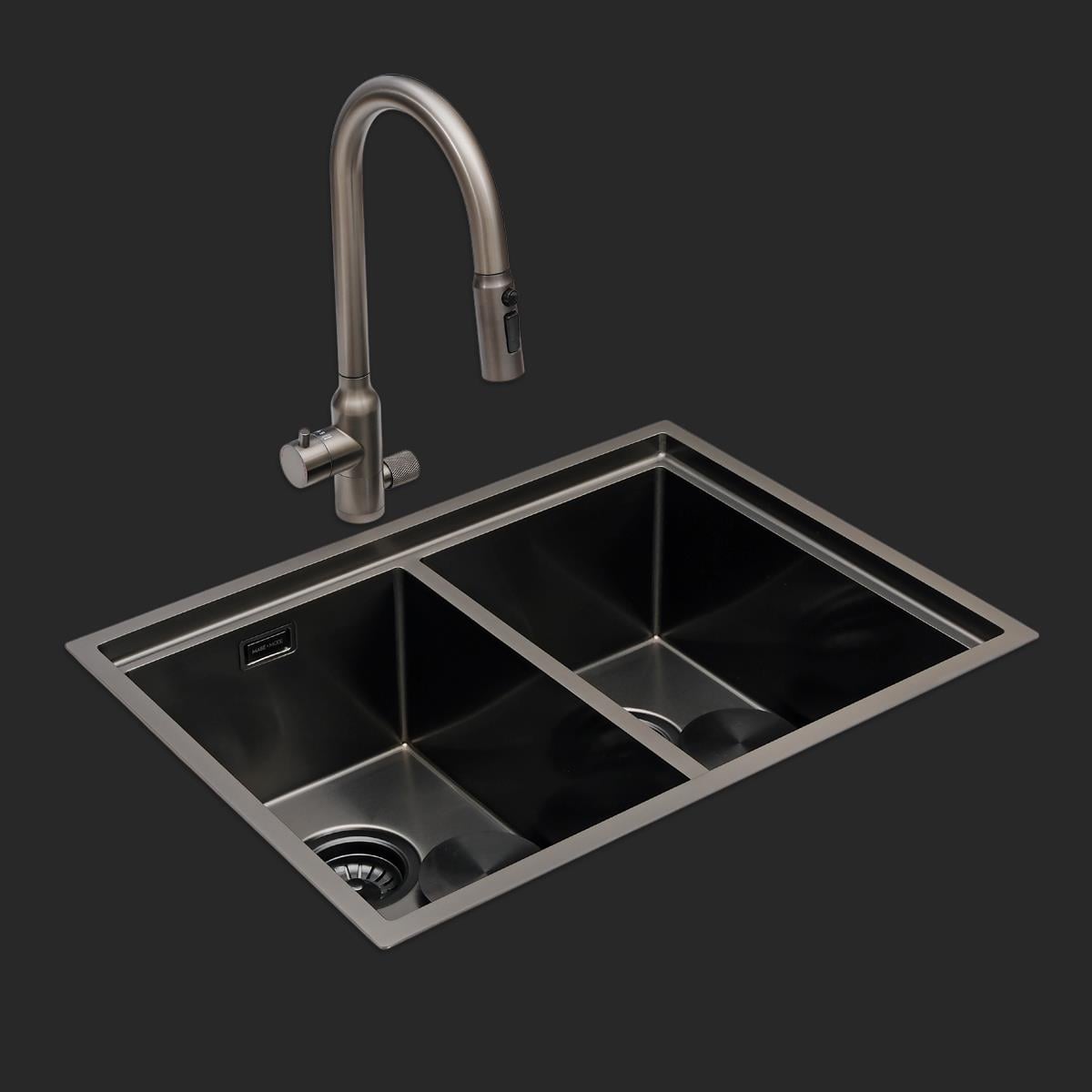 Asola El Yapımı PVD Eviye Seti 65x48 cm Siyah (Black)