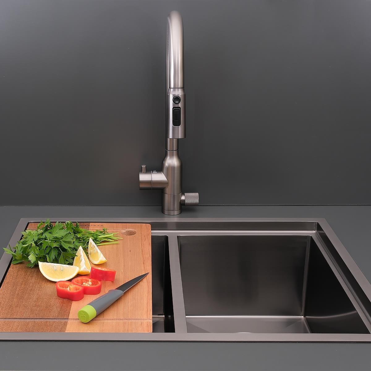 Asola El Yapımı PVD Eviye Seti 65x48 cm Siyah (Black)