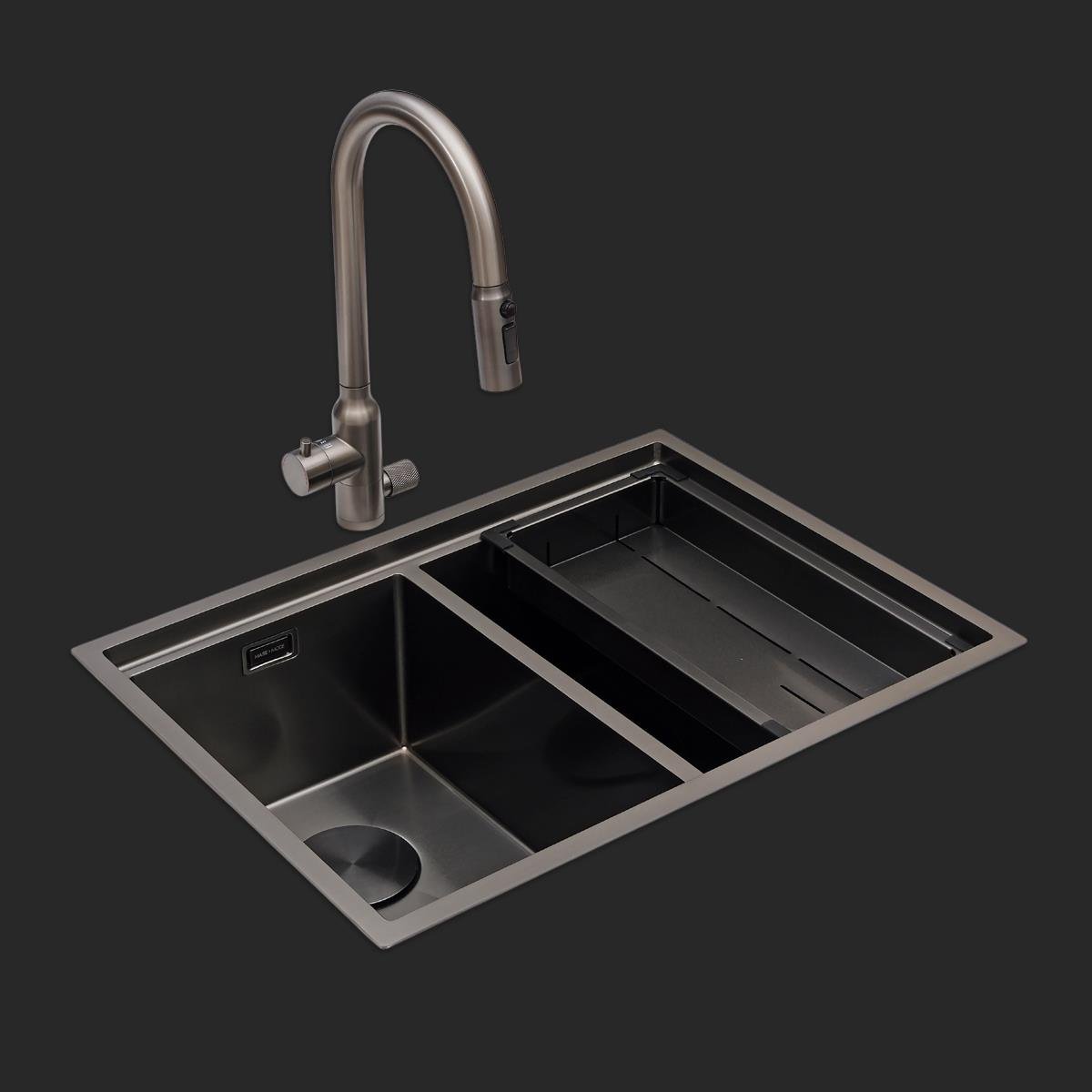 Asola El Yapımı PVD Eviye Seti 65x48 cm Siyah (Black)