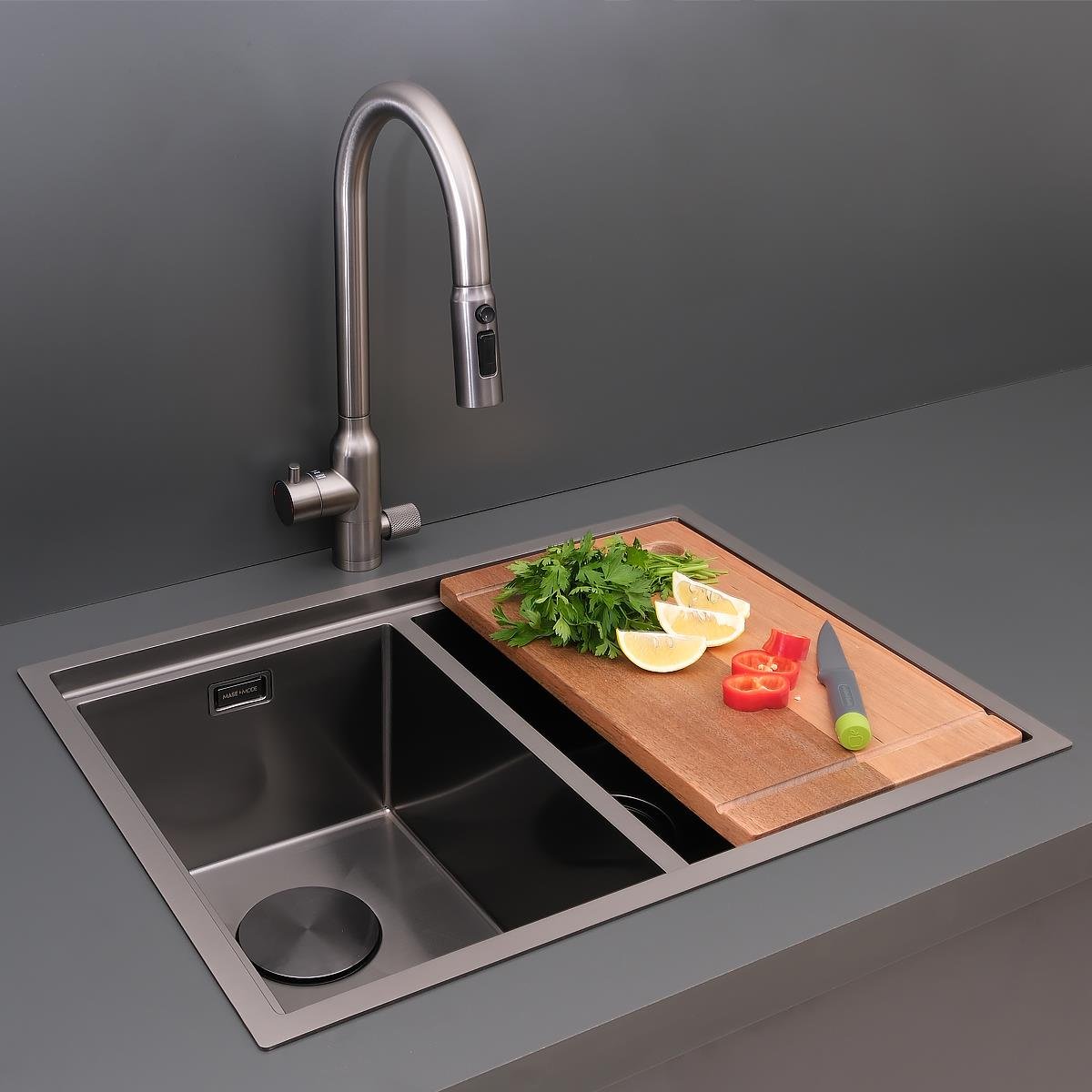 Asola El Yapımı PVD Eviye Seti 65x48 cm Siyah (Black)