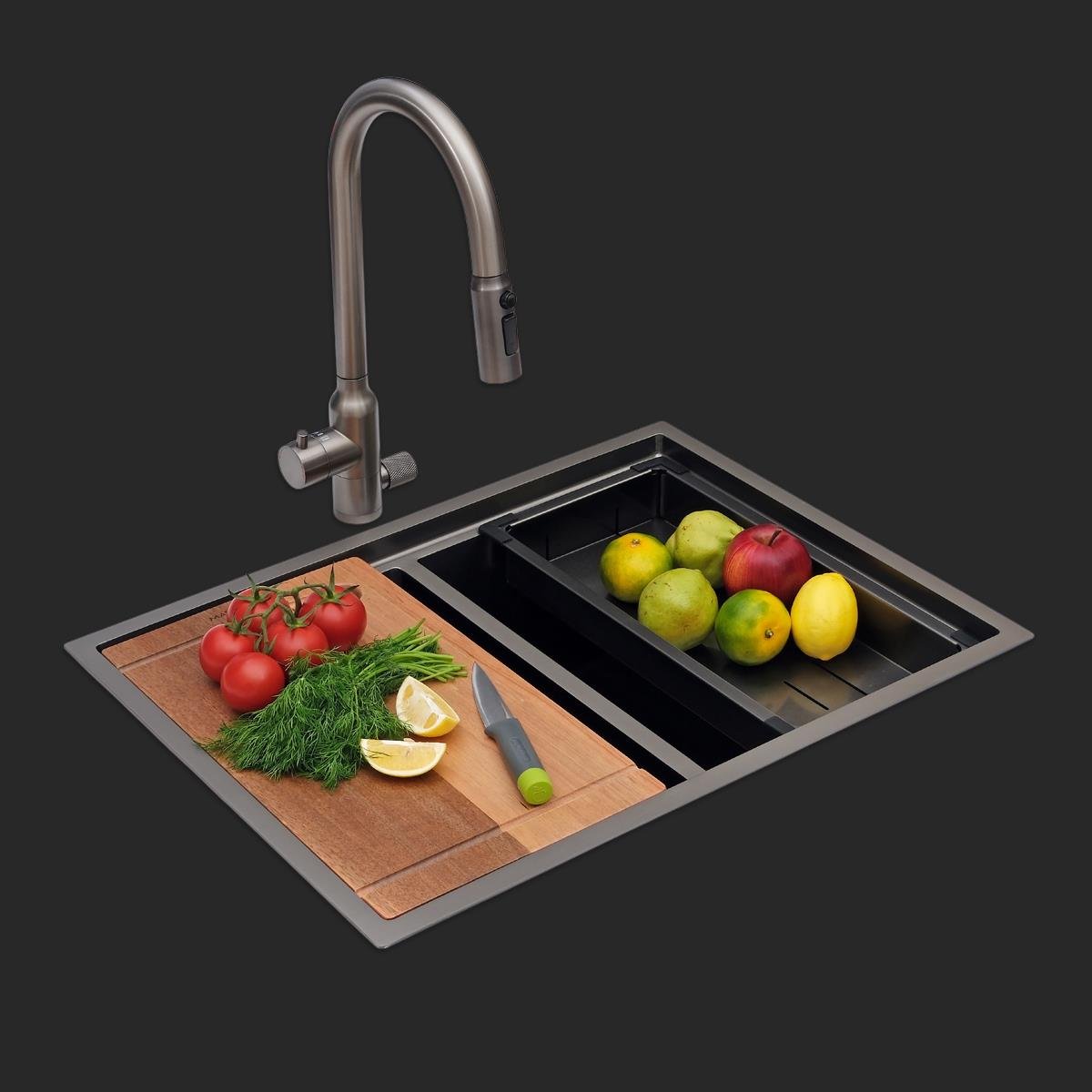 Asola El Yapımı PVD Eviye Seti 65x48 cm Siyah (Black)