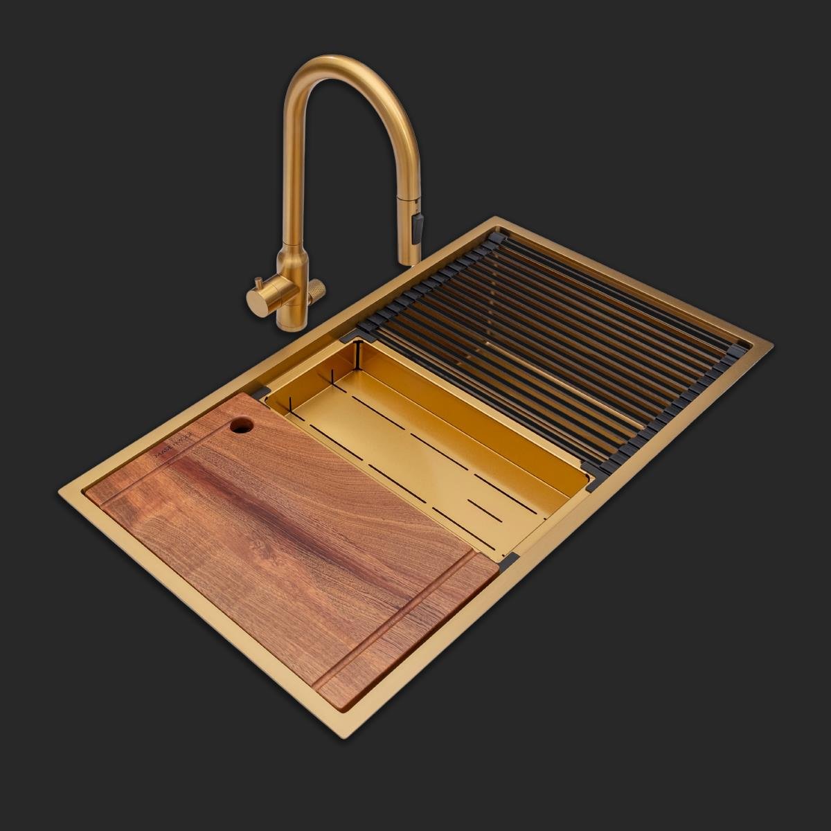 Asola  El Yapımı PVD Eviye Seti 85x48 cm Altın (Gold)