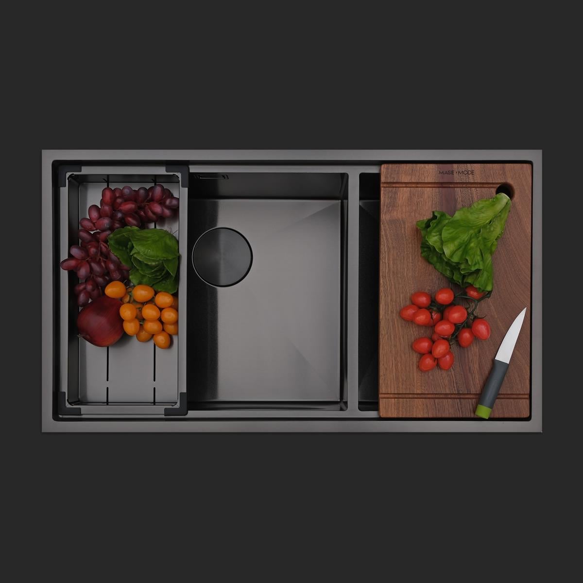 Asola El Yapımı PVD Eviye Seti 85*x48 cm Siyah (Black)