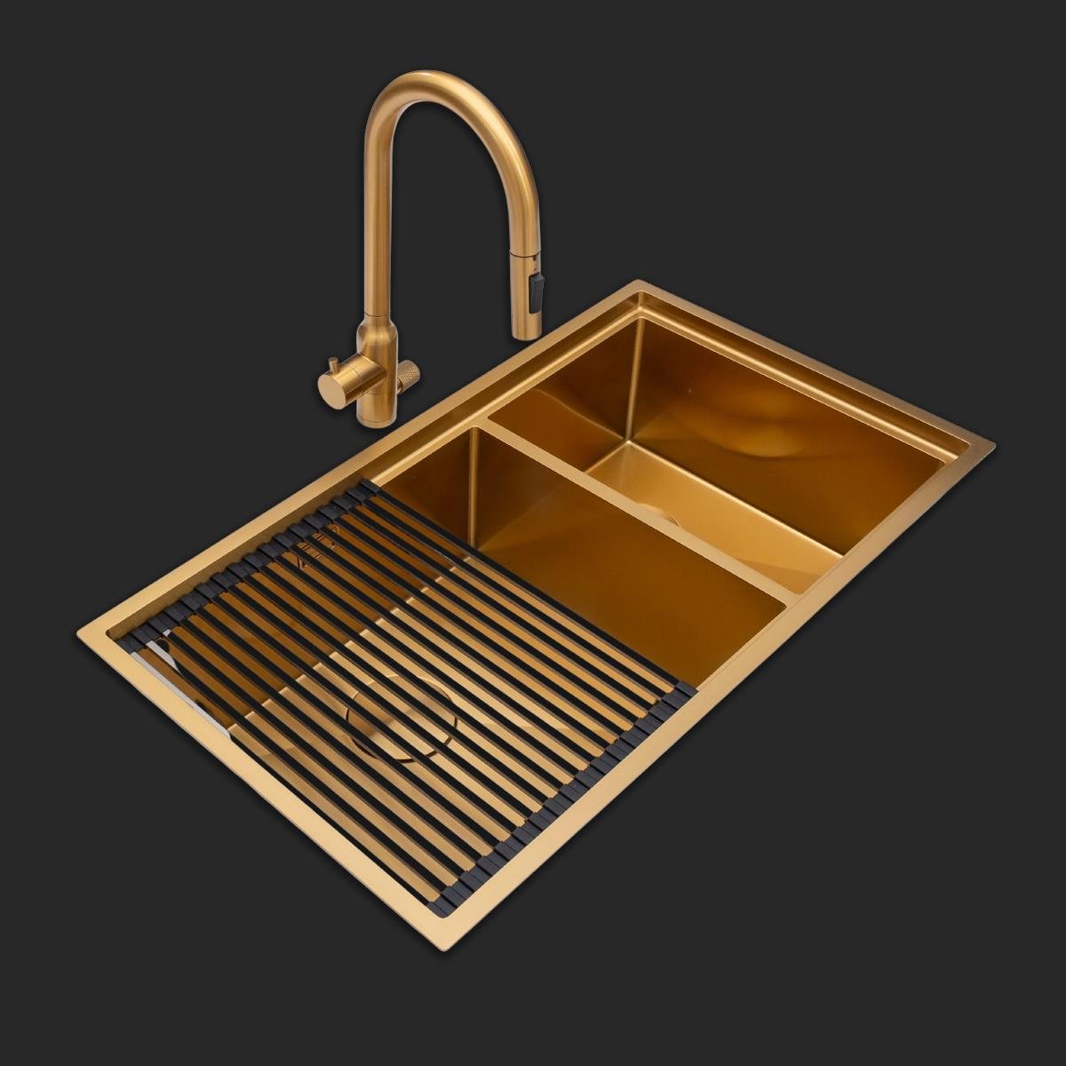 Asola  El Yapımı PVD Eviye Seti 85x48 cm Altın (Gold)
