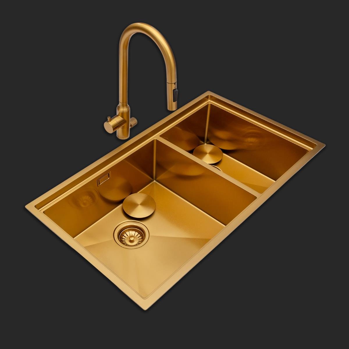 Asola  El Yapımı PVD Eviye Seti 85x48 cm Altın (Gold)