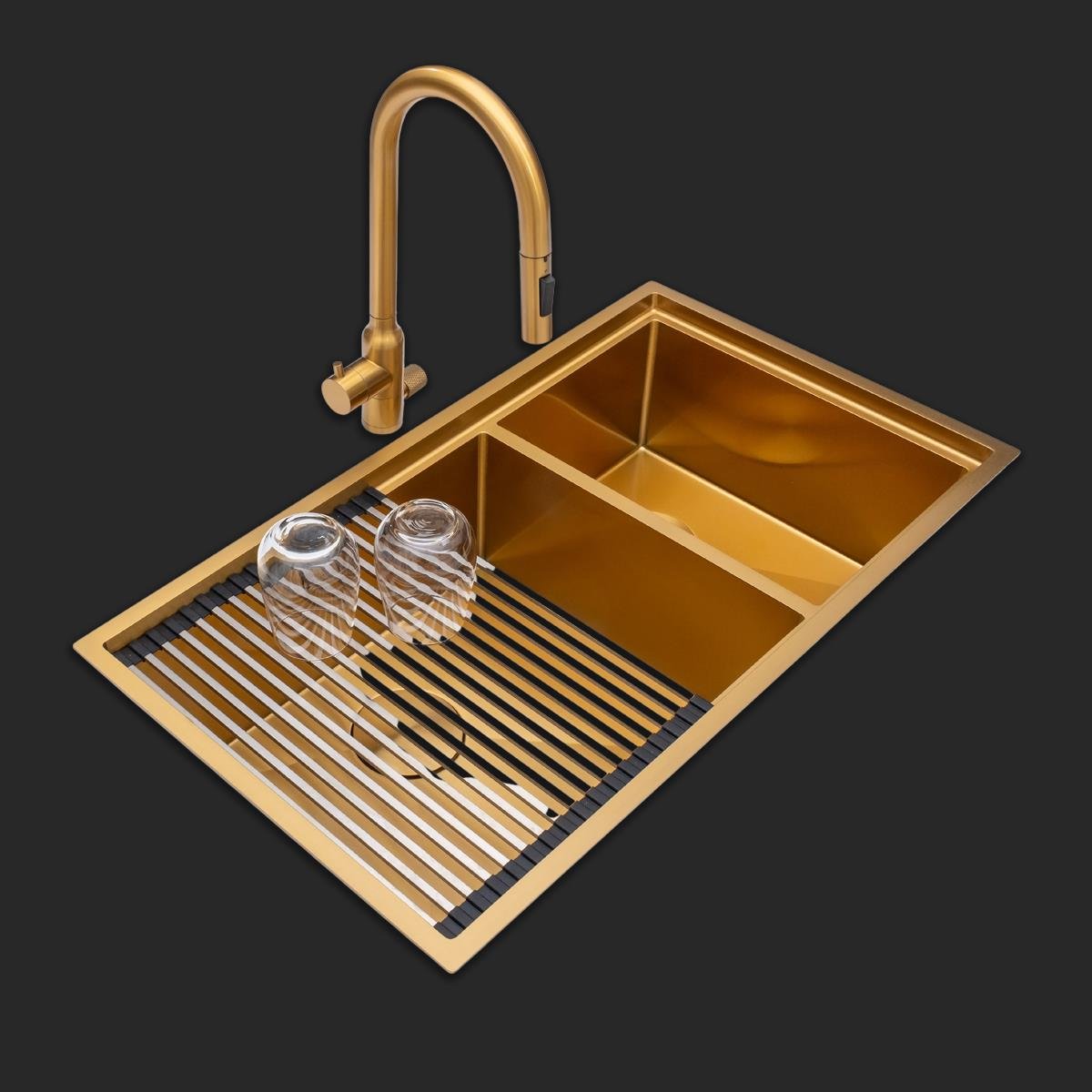 Asola  El Yapımı PVD Eviye Seti 85x48 cm Altın (Gold)