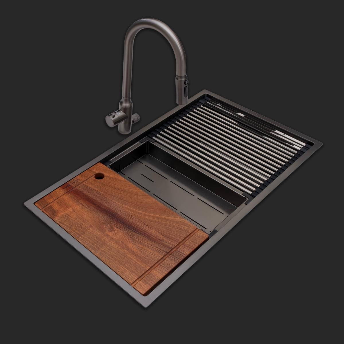 Asola El Yapımı PVD Eviye Seti 85*x48 cm Siyah (Black)