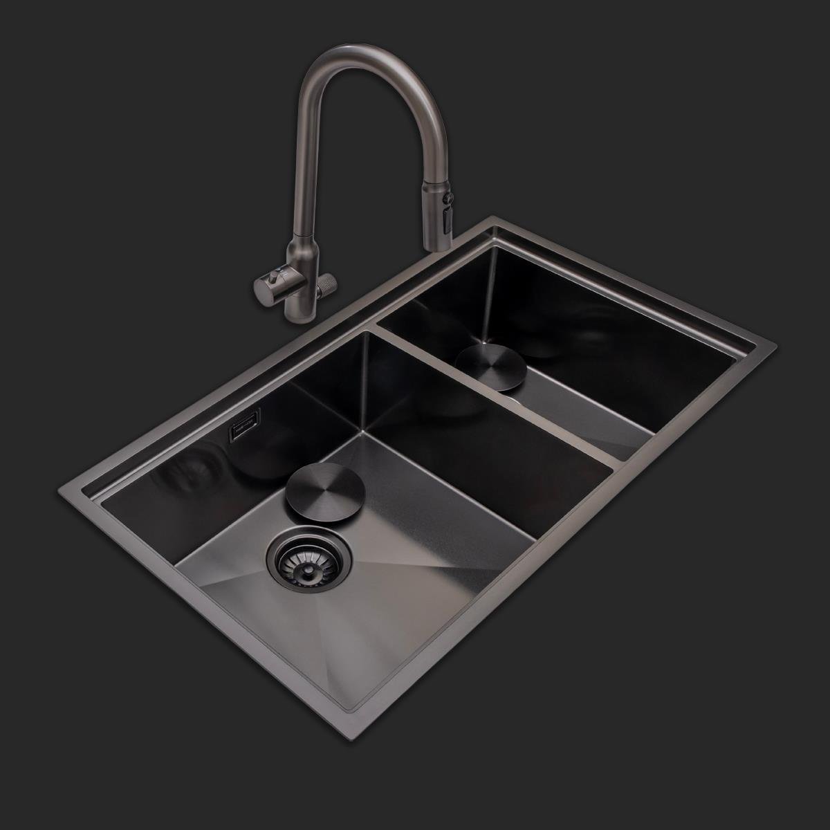 Asola El Yapımı PVD Eviye Seti 85*x48 cm Siyah (Black)