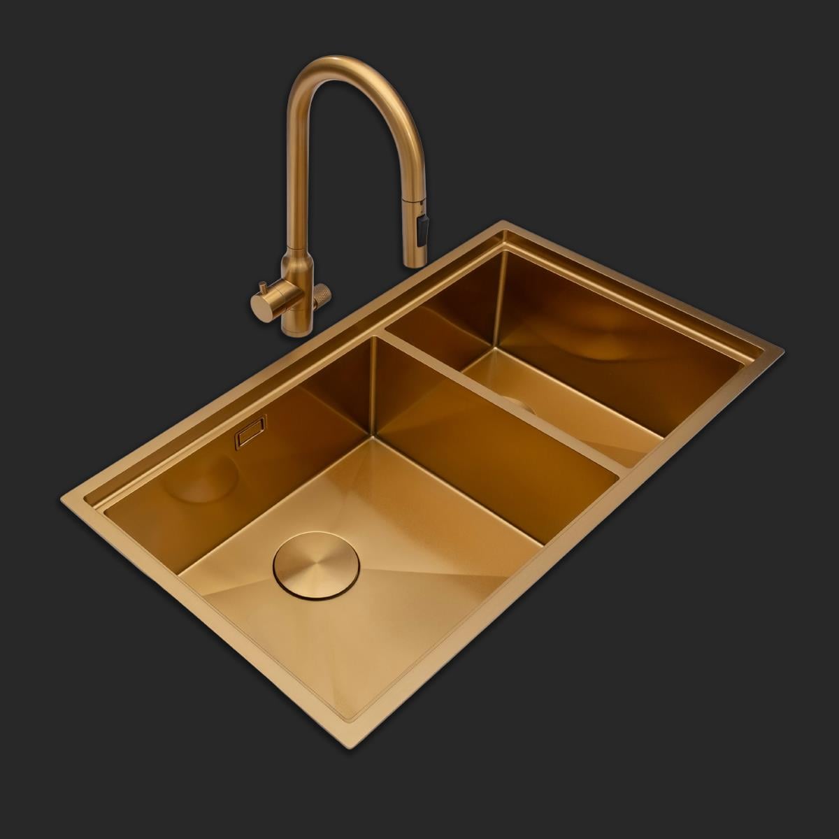 Asola  El Yapımı PVD Eviye Seti 85x48 cm Altın (Gold)