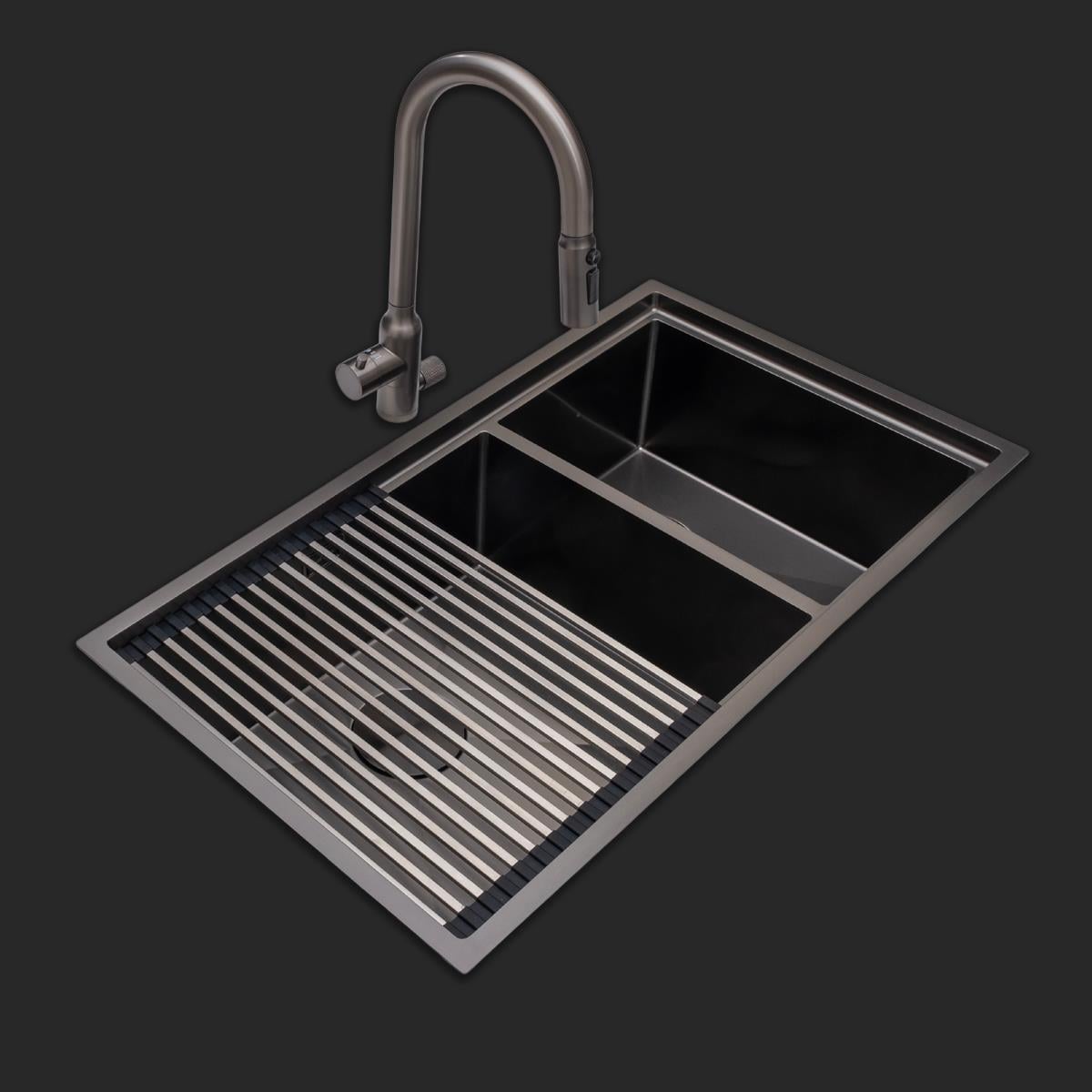 Asola El Yapımı PVD Eviye Seti 85*x48 cm Siyah (Black)