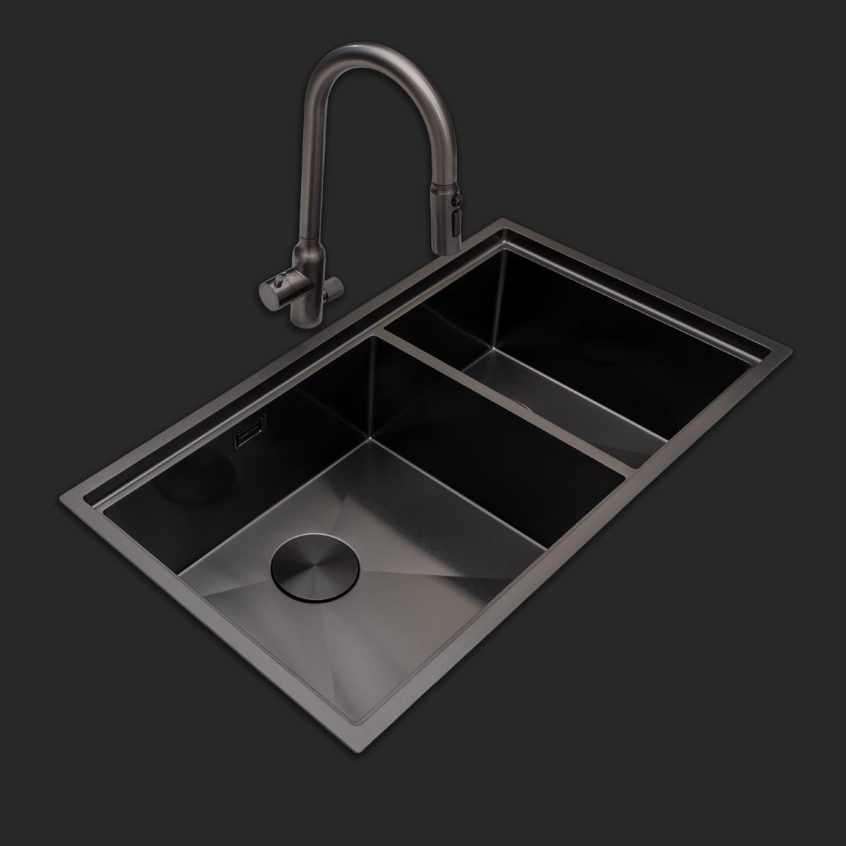 Asola El Yapımı PVD Eviye Seti 85*x48 cm Siyah (Black)
