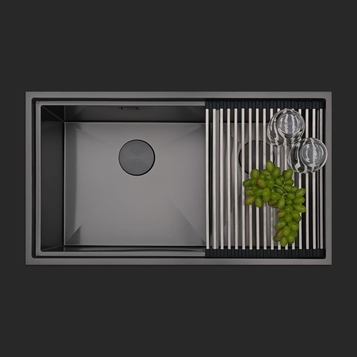 Asola El Yapımı PVD Eviye Seti 85*x48 cm Siyah (Black)