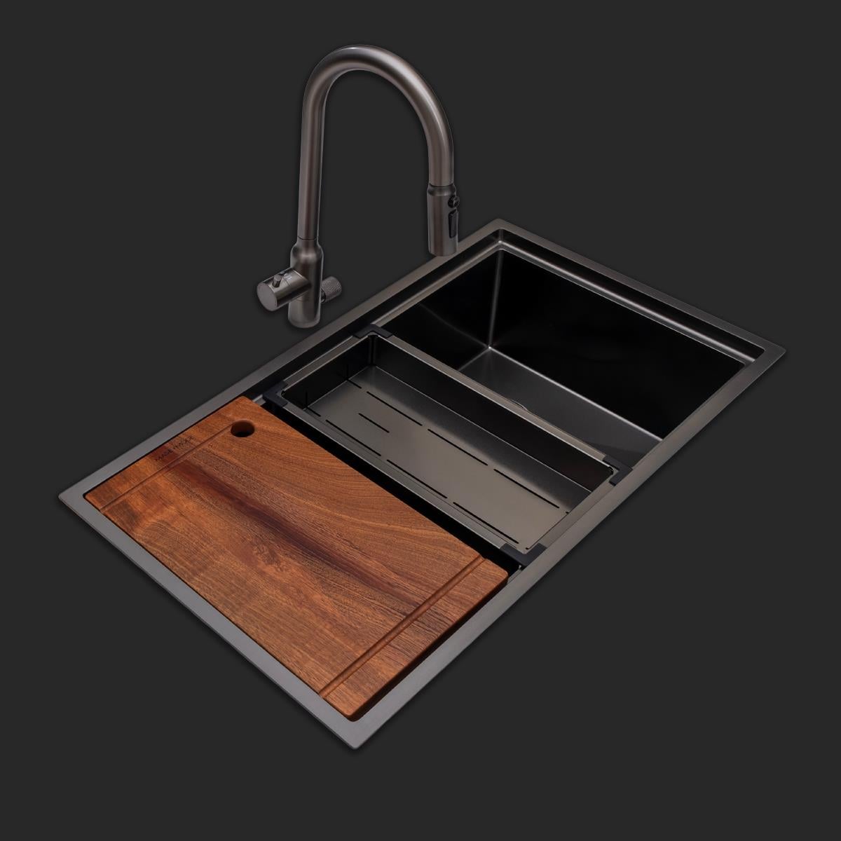 Asola El Yapımı PVD Eviye Seti 85*x48 cm Siyah (Black)