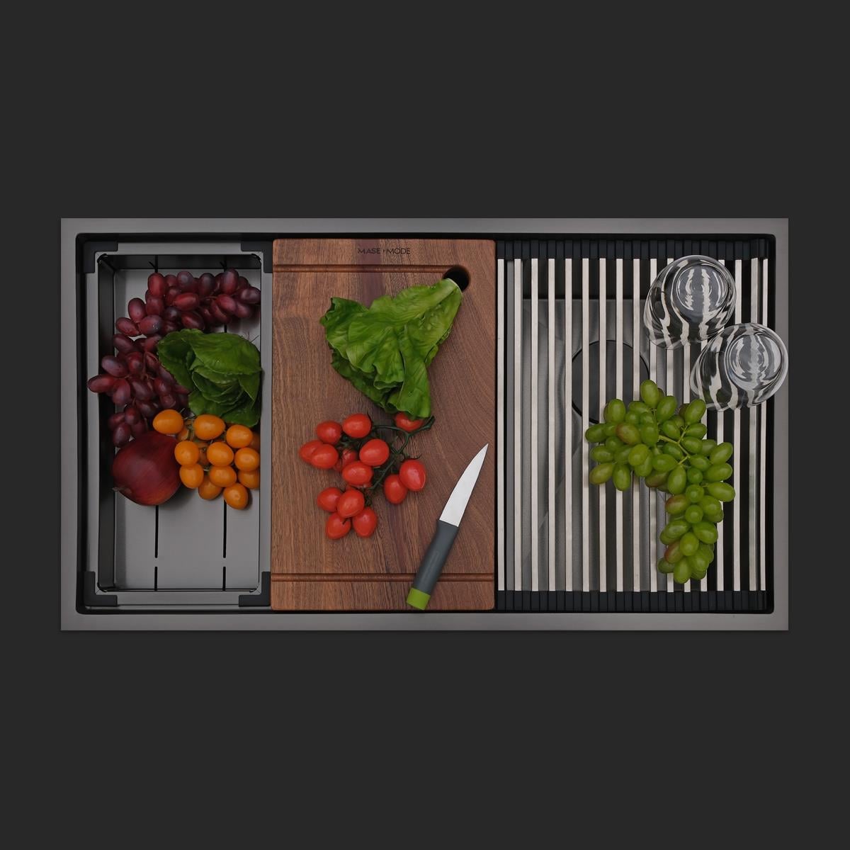 Asola El Yapımı PVD Eviye Seti 85*x48 cm Siyah (Black)