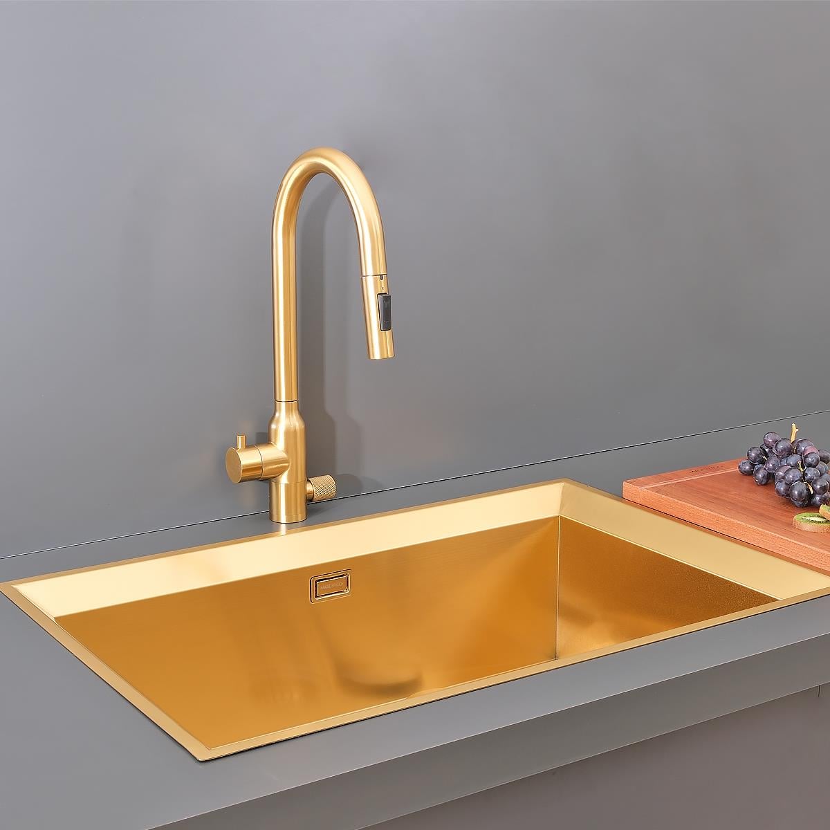 Astro El Yapımı PVD Eviye Seti 76x48 cm Altın (Gold)