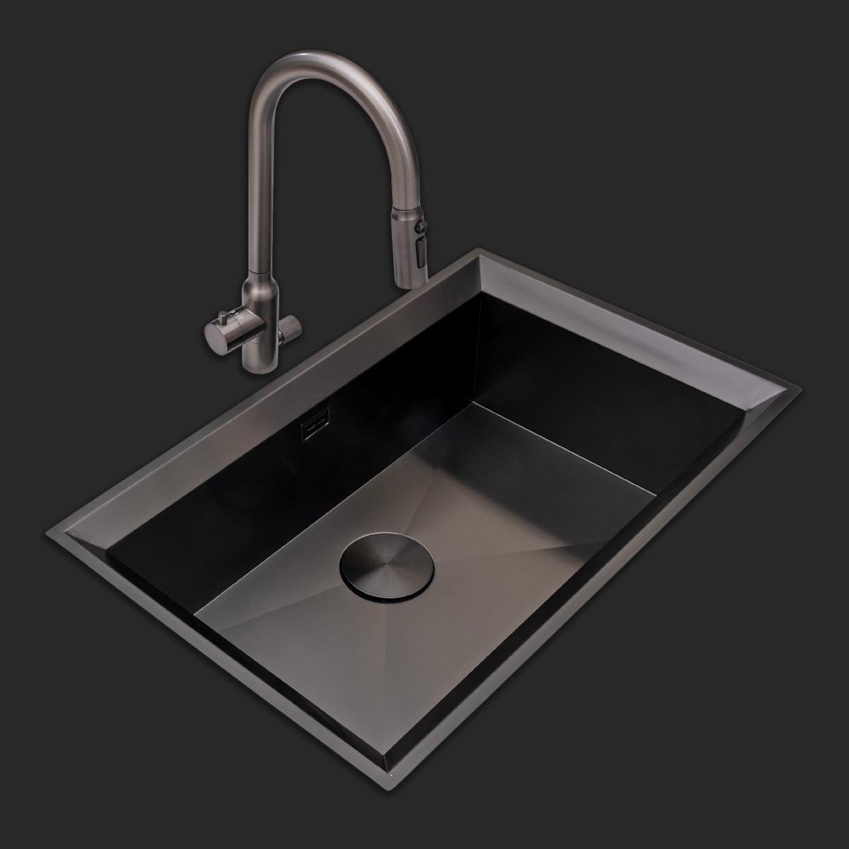 Astro El Yapımı PVD Eviye Seti 76x48 cm Siyah (Black)