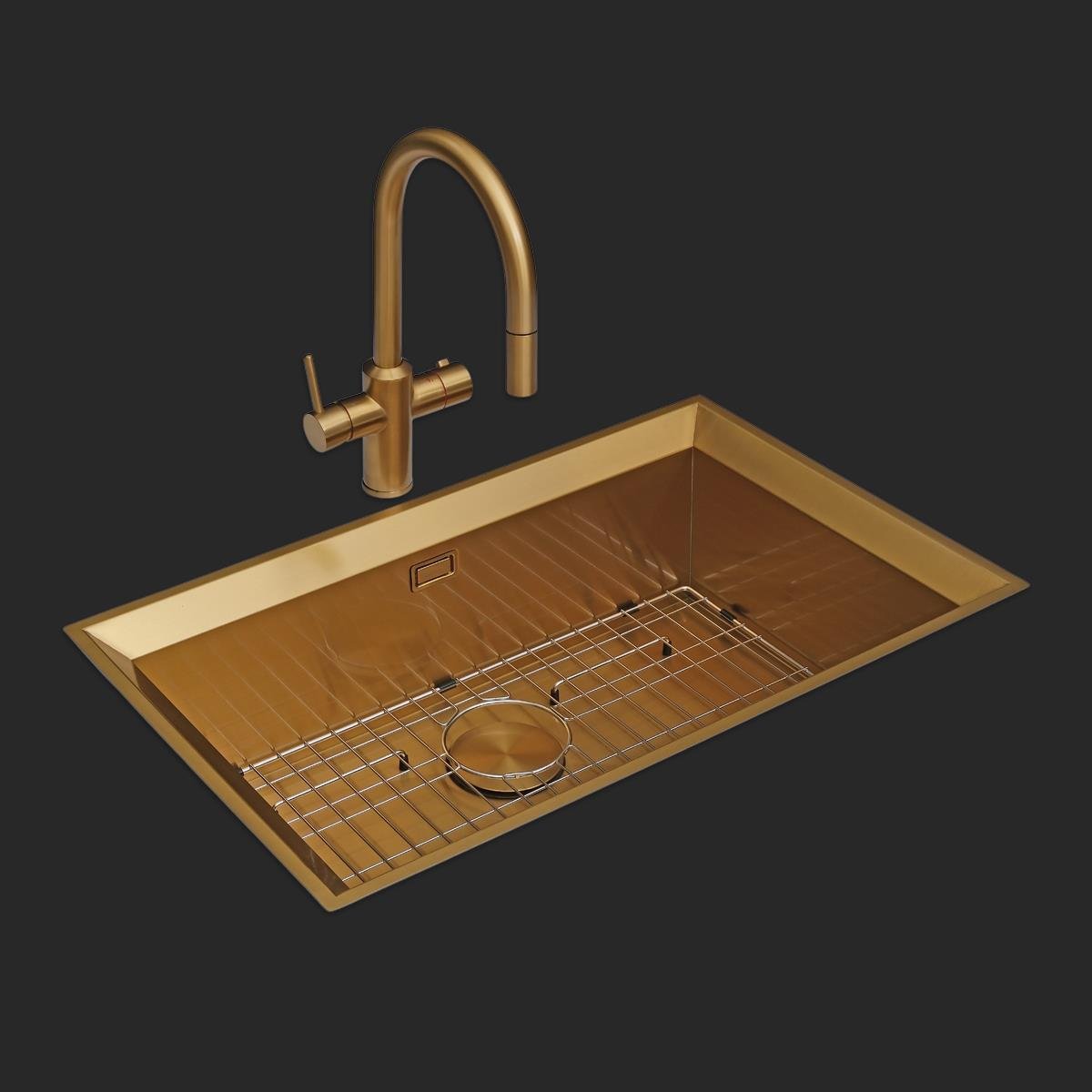 Astro El Yapımı PVD Eviye Seti 76x48 cm Altın (Gold)