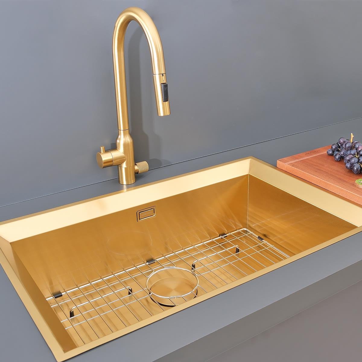 Astro El Yapımı PVD Eviye Seti 76x48 cm Altın (Gold)