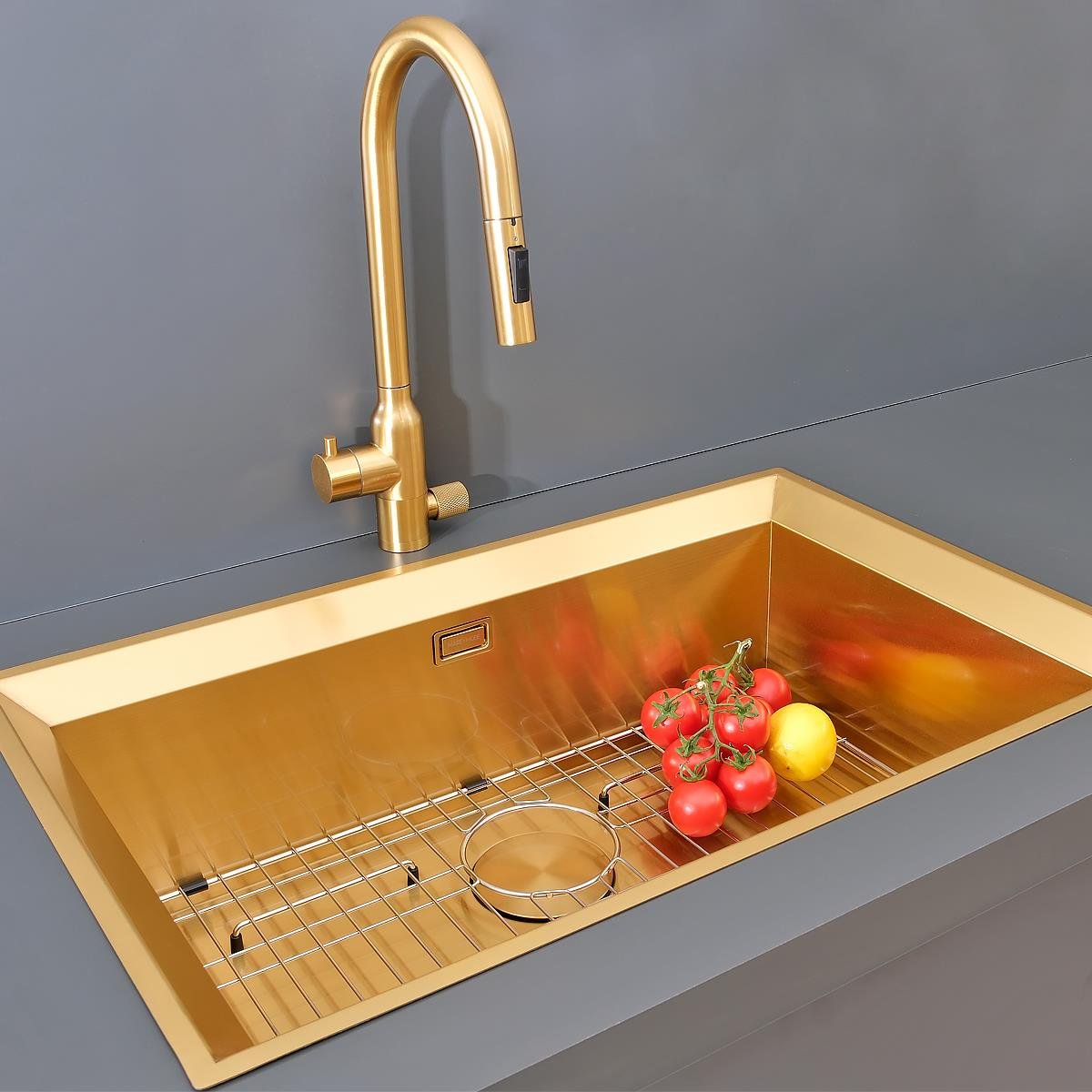 Astro El Yapımı PVD Eviye Seti 76x48 cm Altın (Gold)