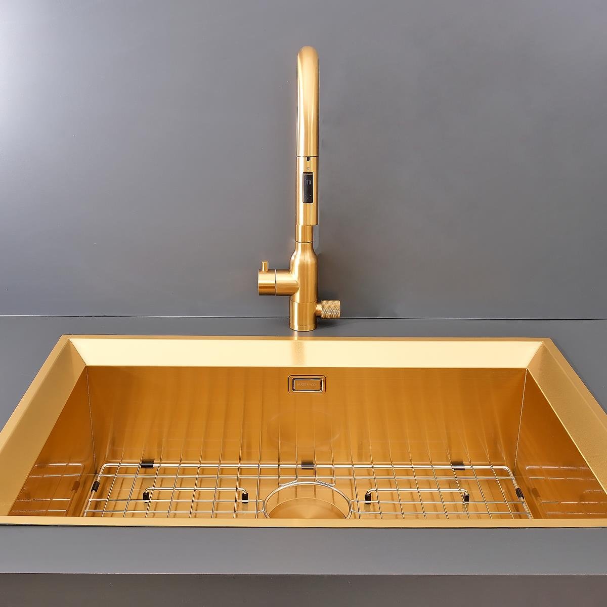 Astro El Yapımı PVD Eviye Seti 76x48 cm Altın (Gold)
