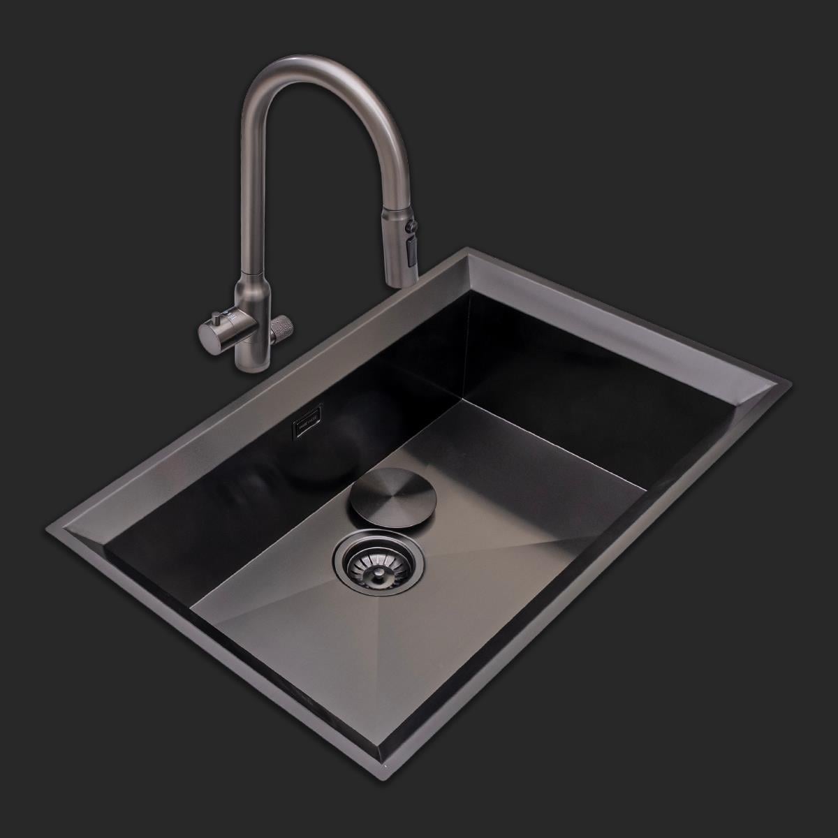 Astro El Yapımı PVD Eviye Seti 76x48 cm Siyah (Black)
