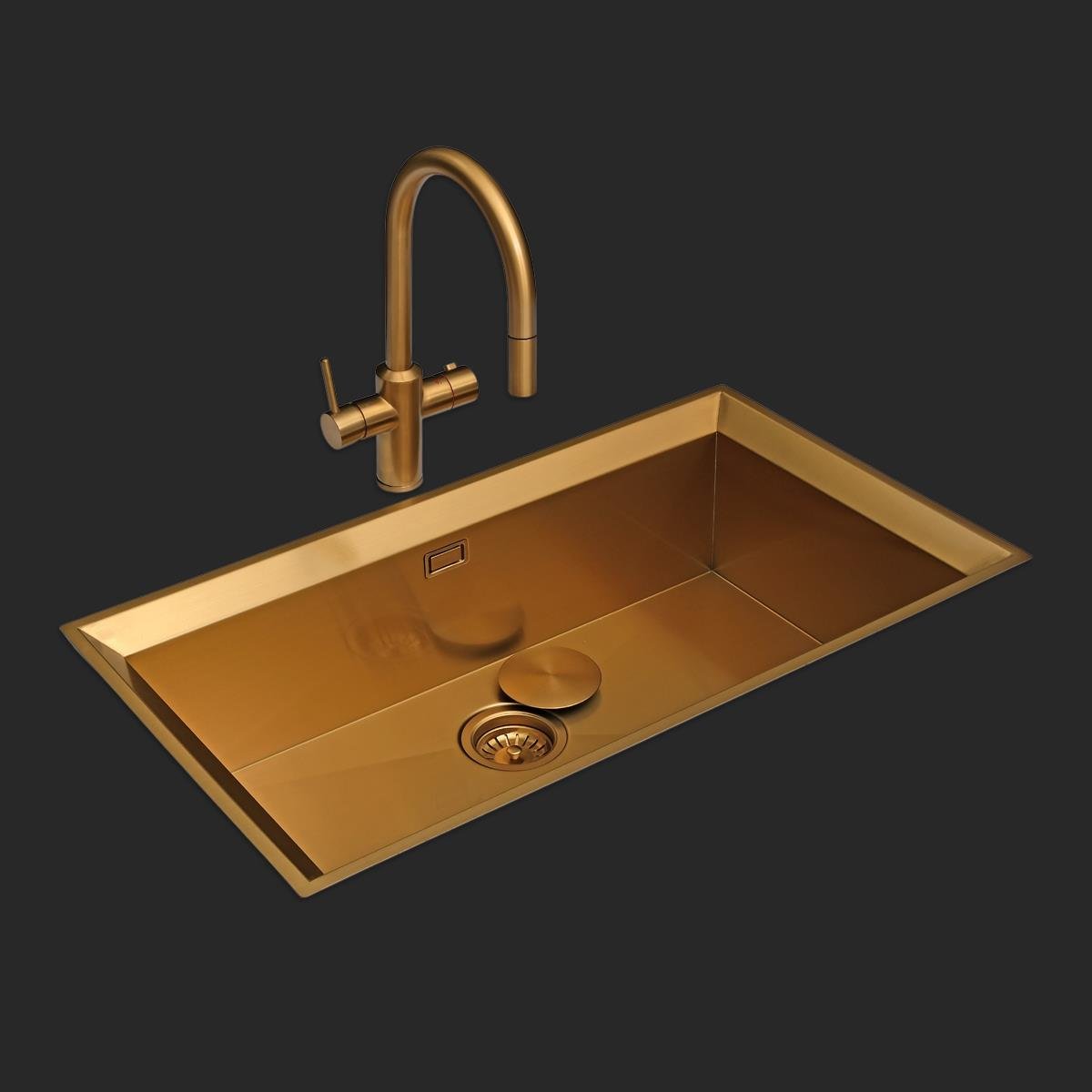 Astro El Yapımı PVD Eviye Seti 85x48 cm Altın (Gold)