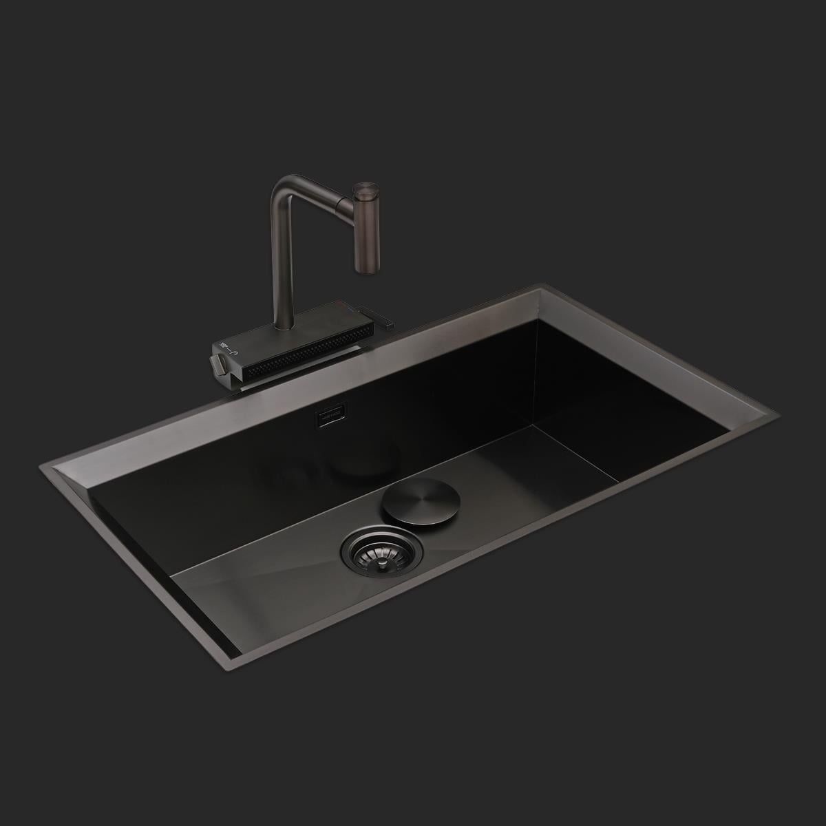 Astro El Yapımı PVD Eviye Seti 85x48 cm Siyah (Black)