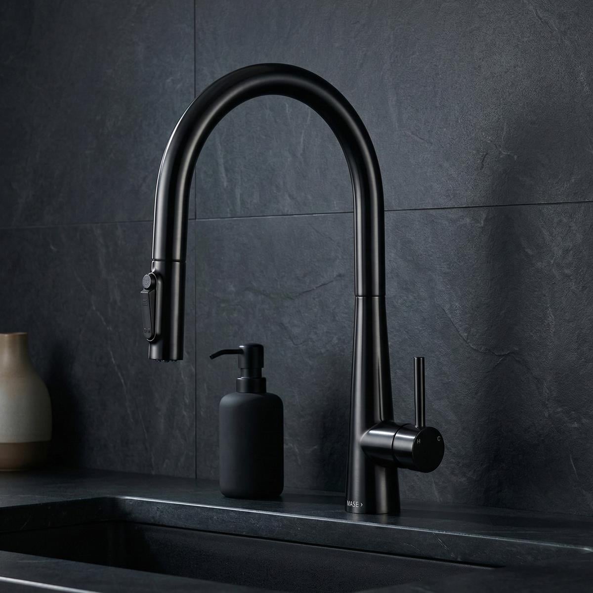 Cosmo 3 Fonksiyonlu Spiralli Mutfak Bataryası PVD Steel Black (Siyah)