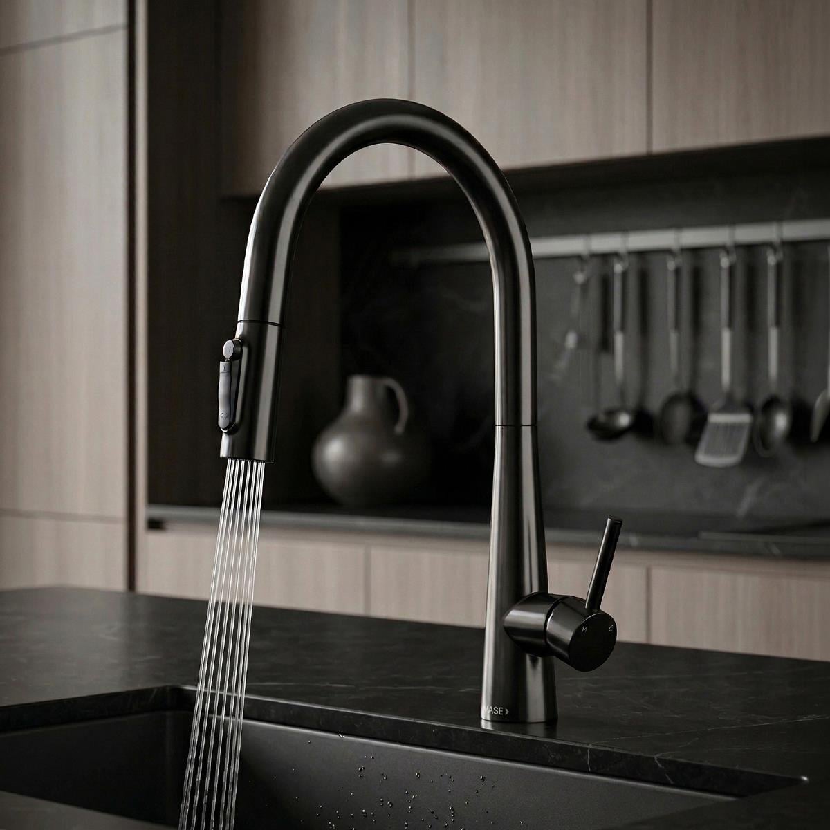 Cosmo 3 Fonksiyonlu Spiralli Mutfak Bataryası PVD Steel Black (Siyah)